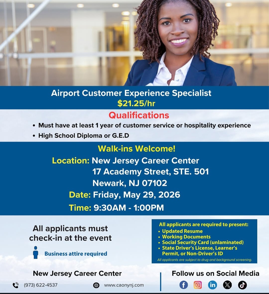 EWR Airport Customer Experience Specialist Recruitment