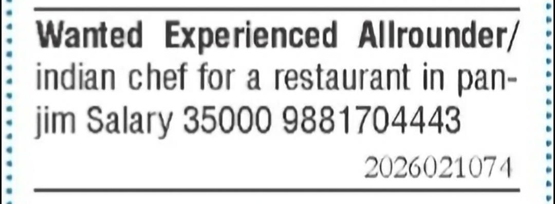 Experienced All-Rounder / Indian Chef