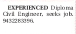 Experienced Diploma Civil Engineer Seeking Job Opportunity