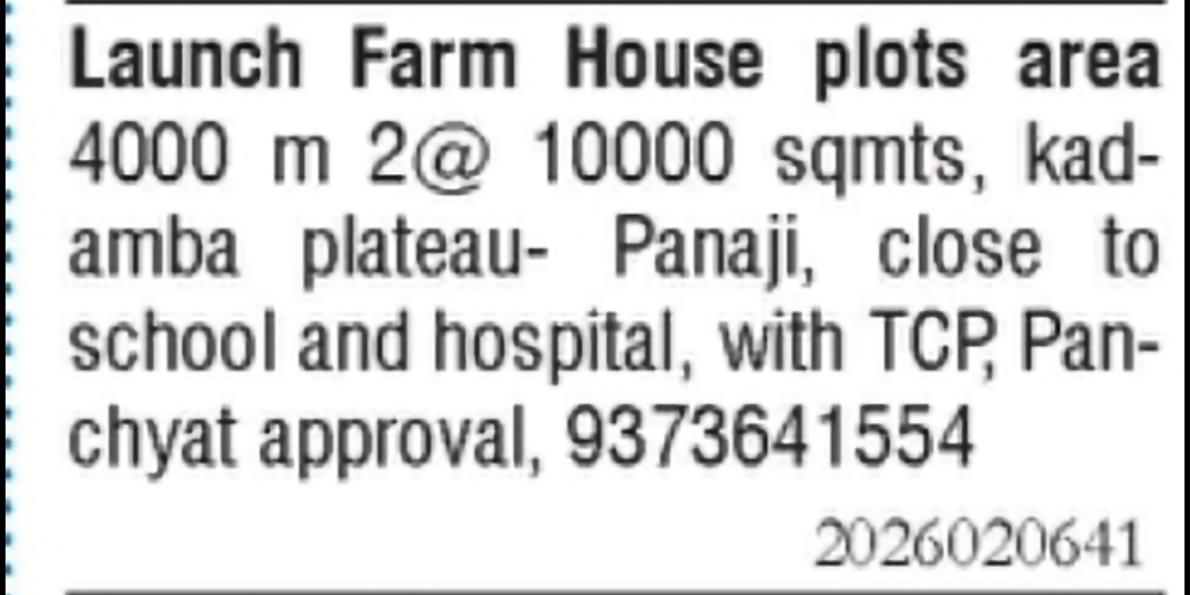 Farm House Plots for Sale – Kadamba Plateau, Panaji