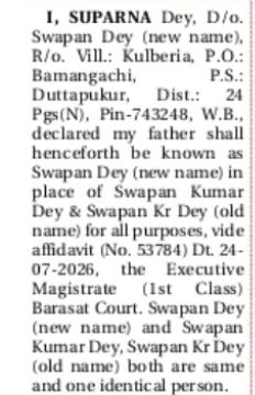 Father’s Name Change – Suparna Dey