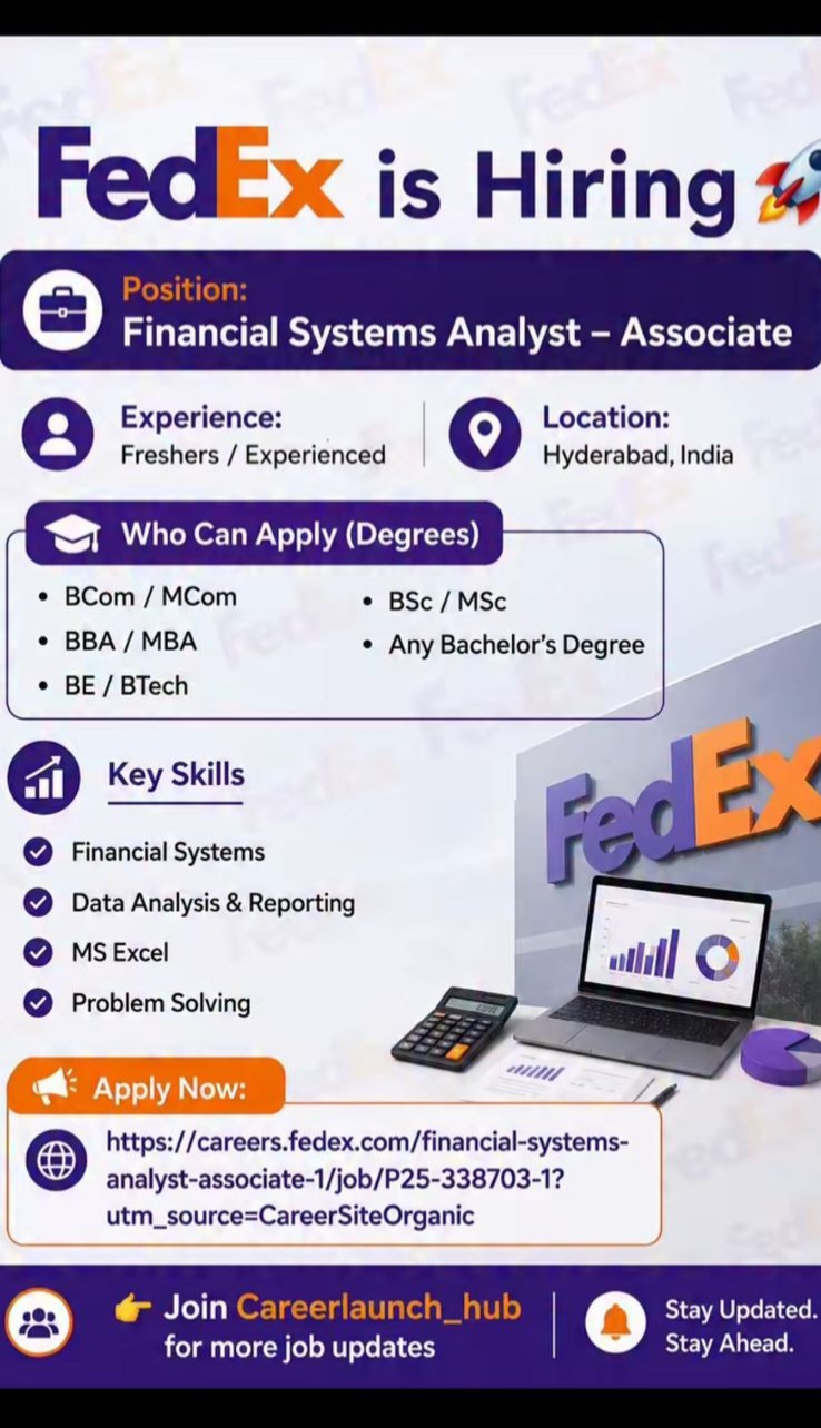 FedEx Hiring: Financial Systems Analyst – Associate (Hyderabad)