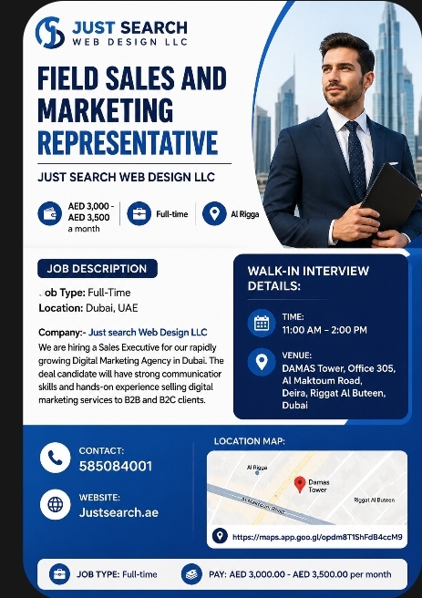 Field Sales and Marketing Representative – Walk-in Interview | Dubai UAE
