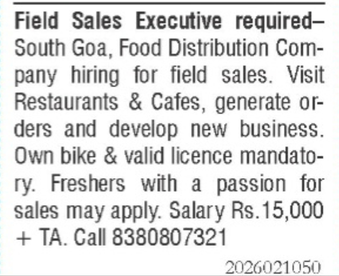 Field Sales Executive Required