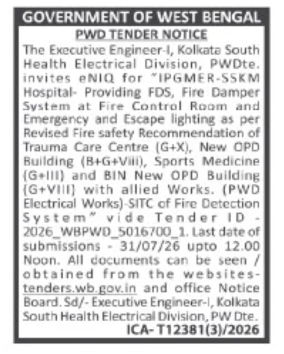 Fire Detection System Installation at SSKM Hospital
