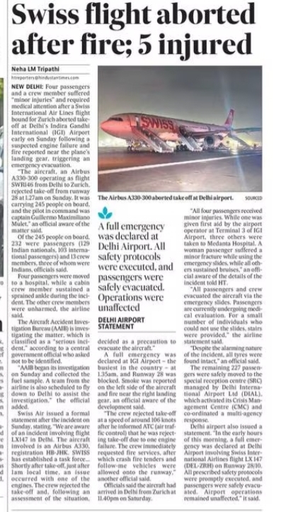 ✈️ Fire Scare Forces Swiss Flight Takeoff Abort, 5 Injured