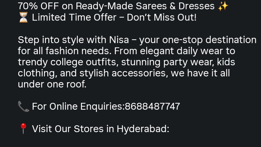 🔥 Flat 70% OFF on Ready-Made Sarees & Dresses! 🔥