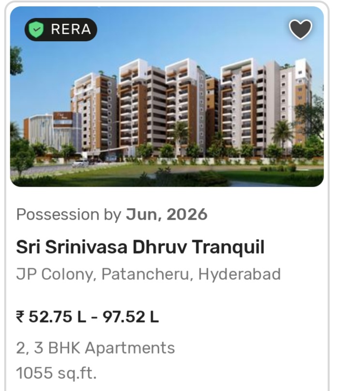 🏢 Flats for Sale in Patancheru, Hyderabad – Sri Srinivasa Dhruv Tranquil