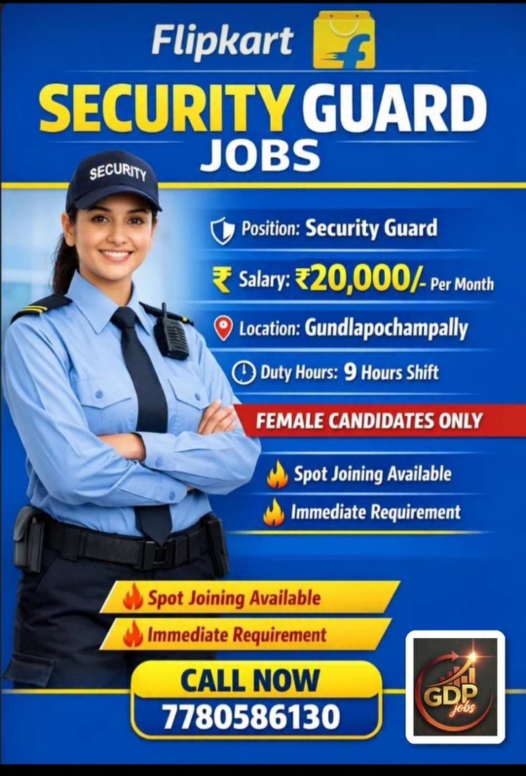 Flipkart Security Guard Jobs – Female Candidates Only