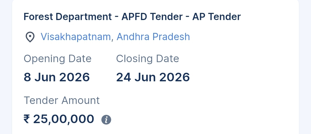 Forest Department - APFD Tender - AP Tender