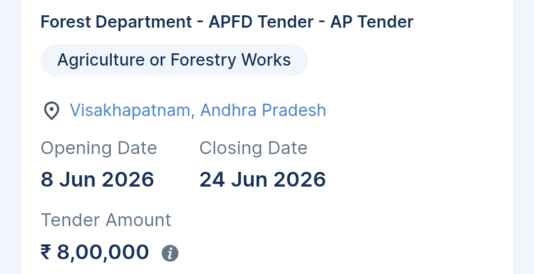 Forest Department - APFD Tender - AP Tender