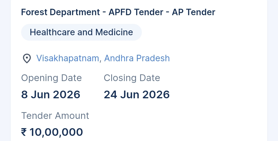 Forest Department - APFD Tender - AP Tender