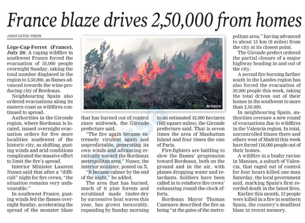 France Wildfires Force 2,50,000 People to Evacuate Homes