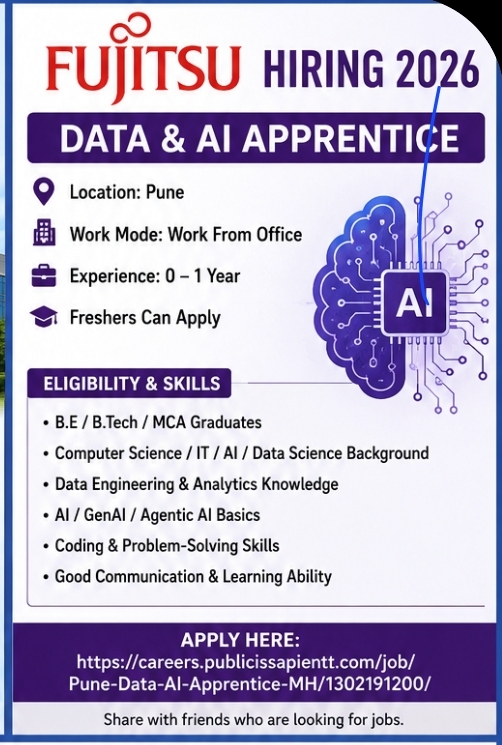 Fujitsu is hiring Data & AI Apprentices for 2026.