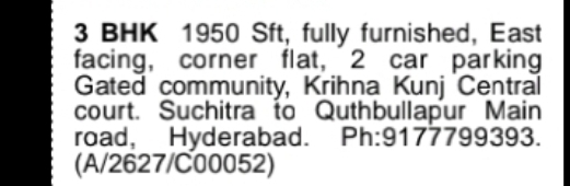 Fully Furnished 3 BHK Flat for Sale at Suchitra,