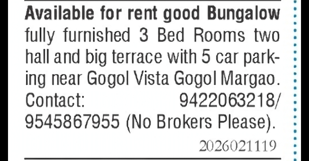 Fully Furnished Bungalow for Rent – Gogol, Margao