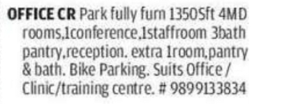 Fully furnished office setup available in C.R. Park