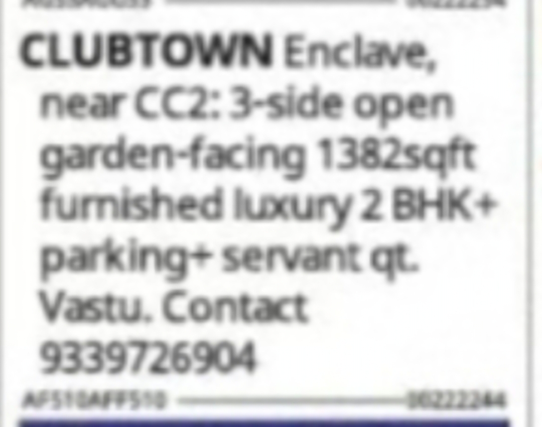 Furnished Luxury 2BHK for Sale – Clubtown Enclave