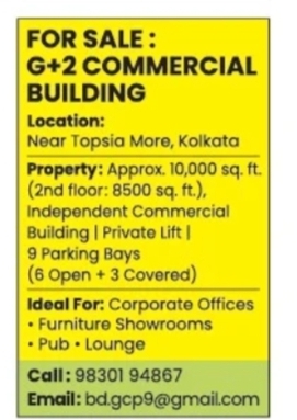 G+2 Commercial Building for Sale – Near Topsia More, Kolkata