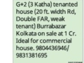 G+2 Tenanted House for Sale – Burrabazar, Kolkata