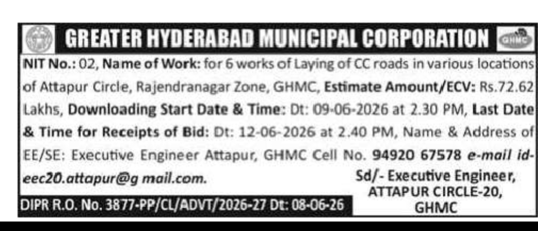 GHMC Attapur Circle – CC Road Works