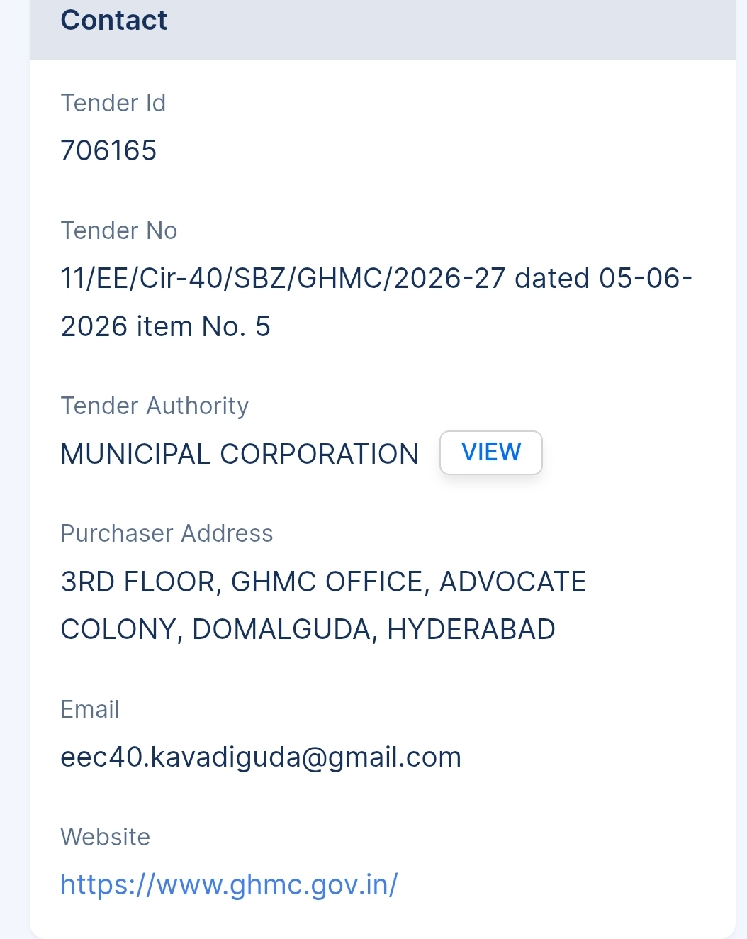 GHMC Tender - Telangana Tender