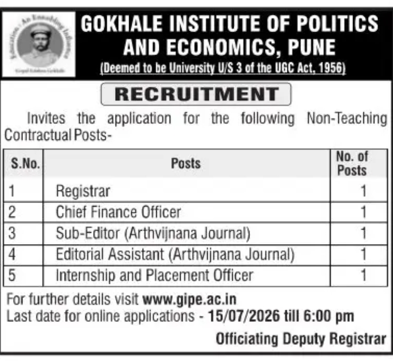 GIPE Pune Recruitment 2026 | Apply for Non-Teaching Contractual Posts