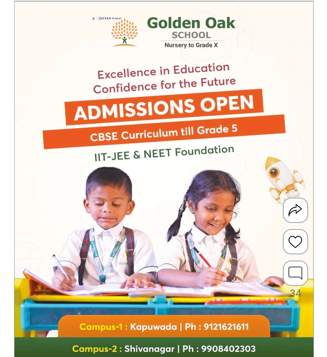 Golden Oak School – Admissions Open (Nursery to Grade X, CBSE Curriculum)