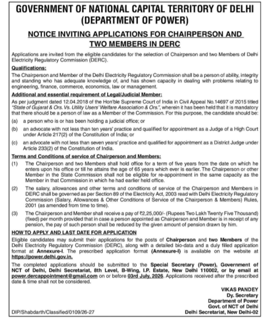 Government of National Capital Territory of Delhi Department of Power