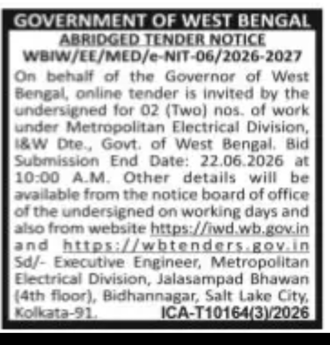 GOVERNMENT OF WEST BENGAL ABRIDGED TENDER NOTICE