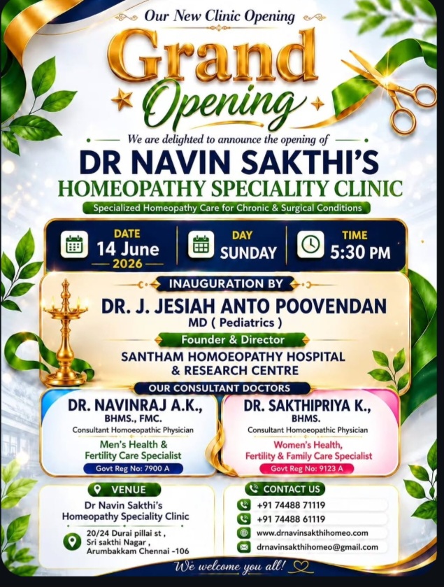Grand Opening of Dr Navin Sakthi’s Homeopathy Speciality Clinic