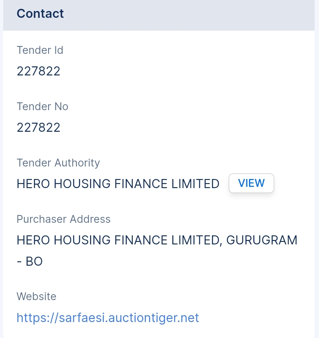 Hero Housing Finance Limited Tender - Rajasthan Tender