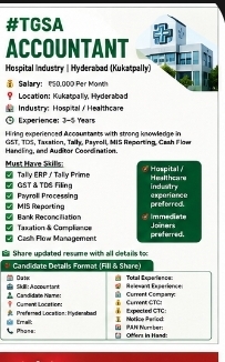 Hiring Accountant | Hospital Industry | Hyderabad (Kukatpally)