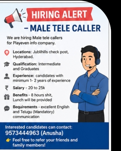 🚨 Hiring Alert –Male Tele caller  🚨