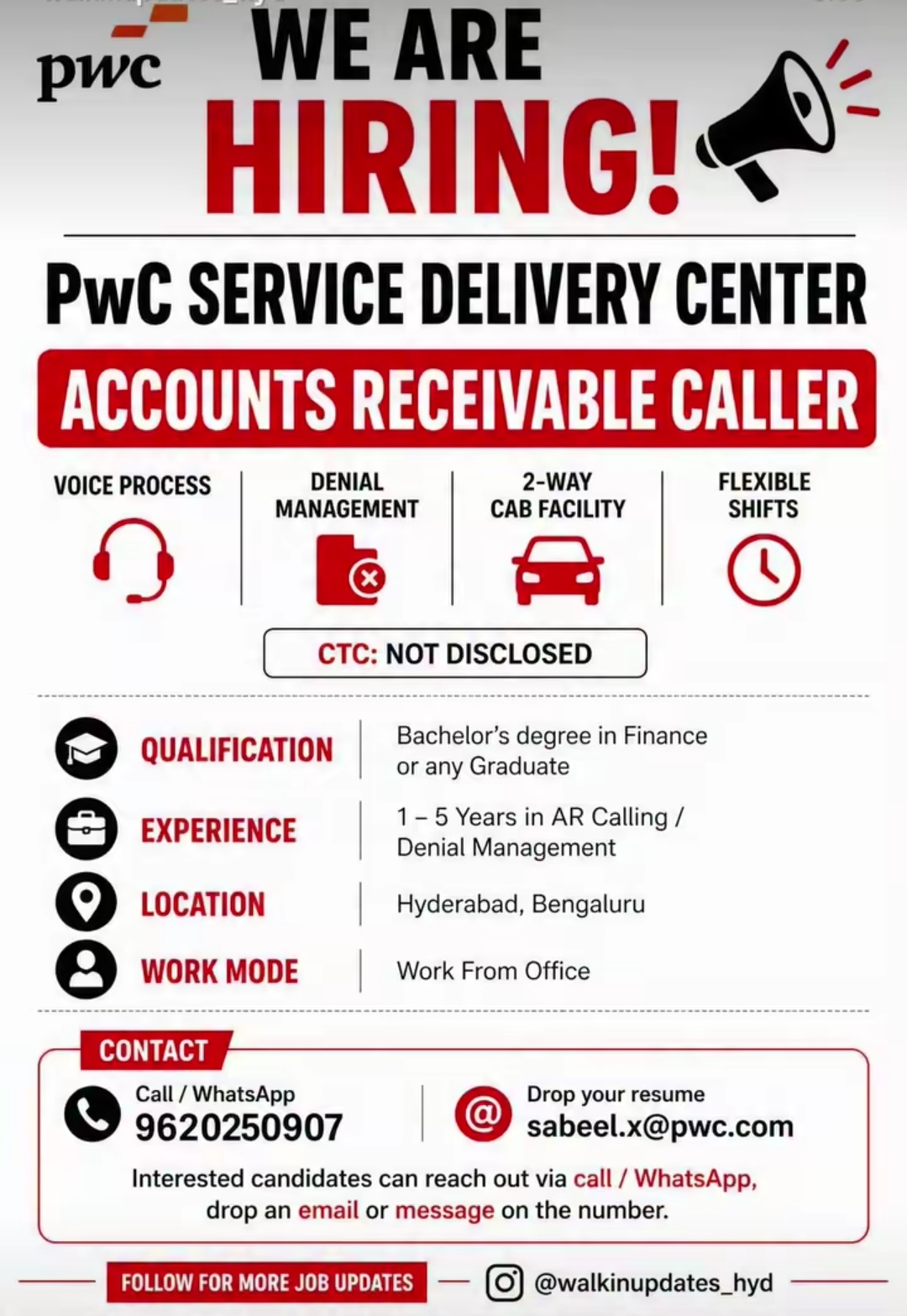 💼 Hiring Alert | PwC Service Delivery Center