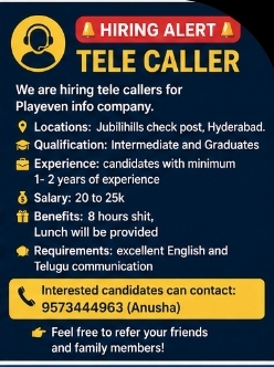 🚨 Hiring Alert –Tele caller  🚨