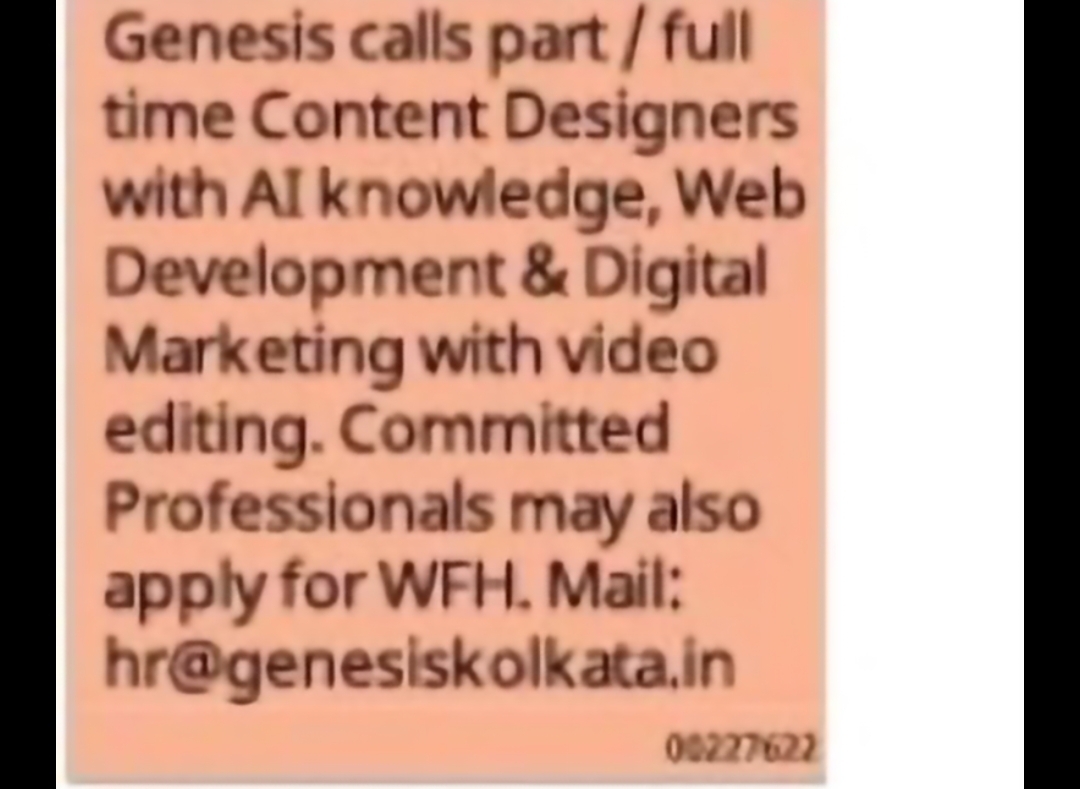 Hiring – Content Designers & Digital Marketing Professionals