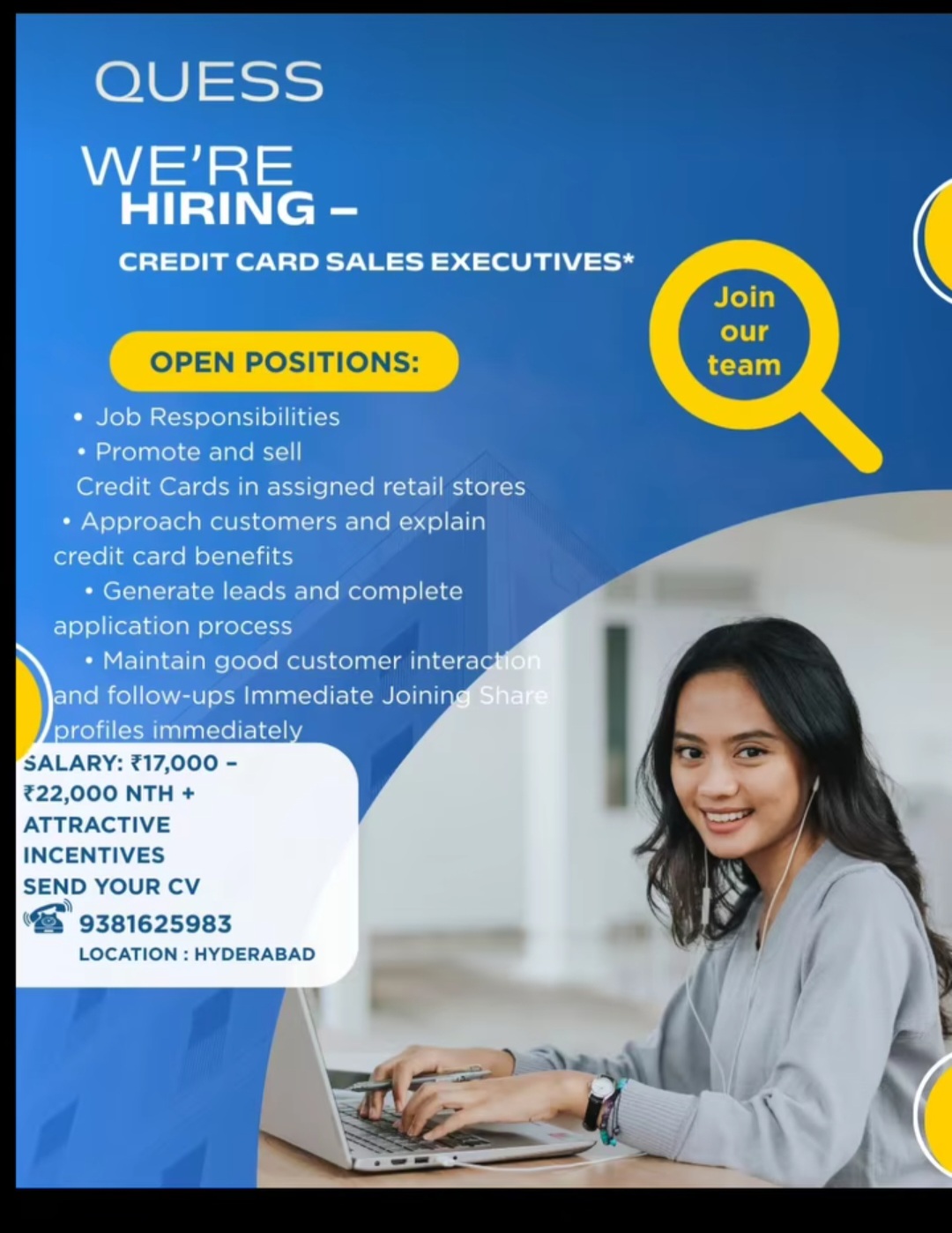 💼 Hiring: Credit Card Sales Executives – QUESS