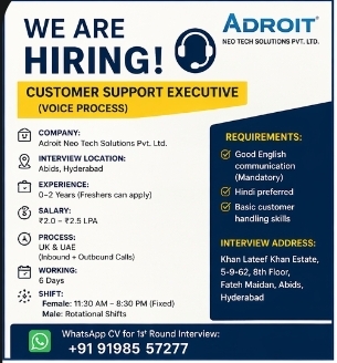 📢 Hiring: Customer Support Executive (Voice Process)