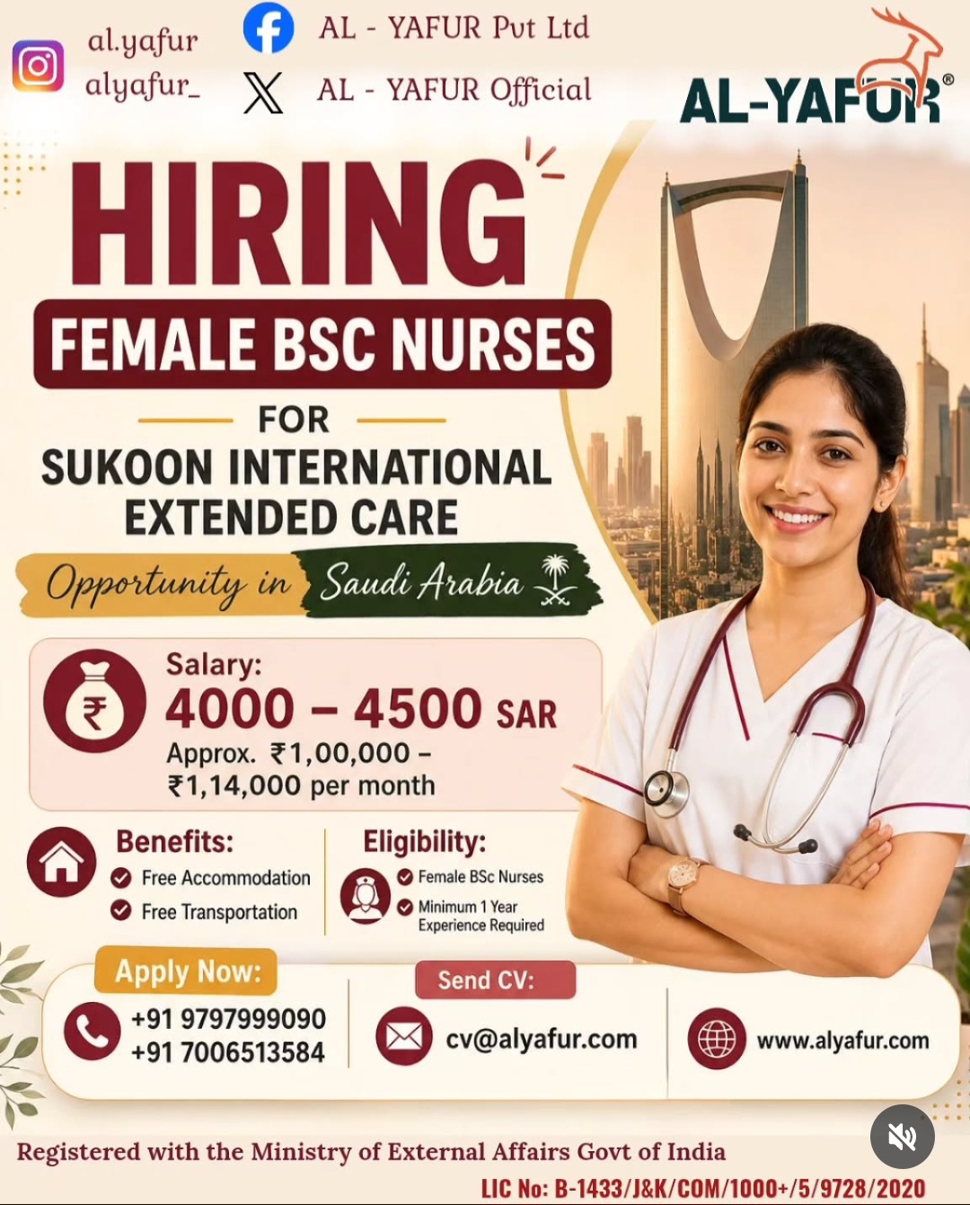 HIRING FEMALE BSc NURSES