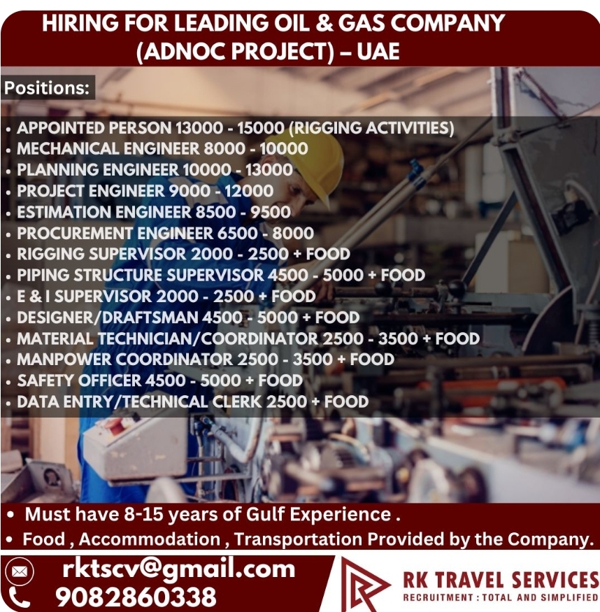 Hiring for a leading Oil & Gas Company