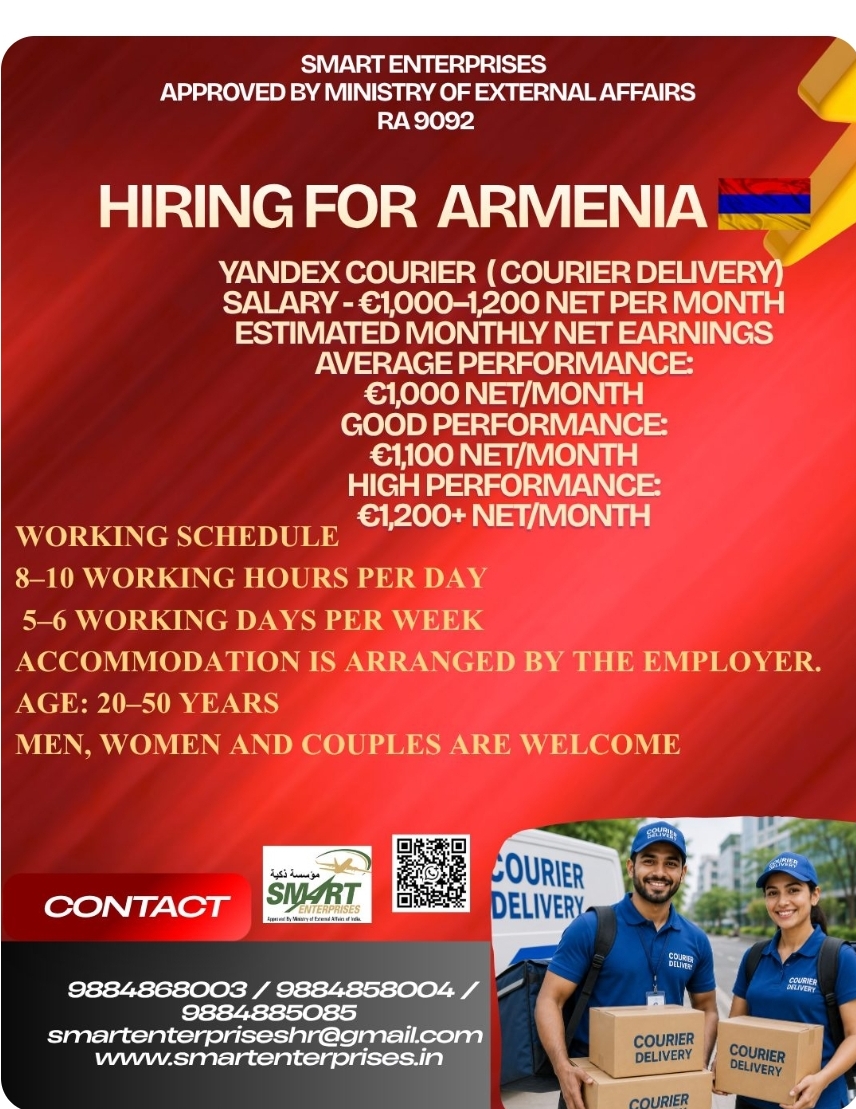 HIRING FOR Armenia YANDEX COURIER ( Courier Delivery)