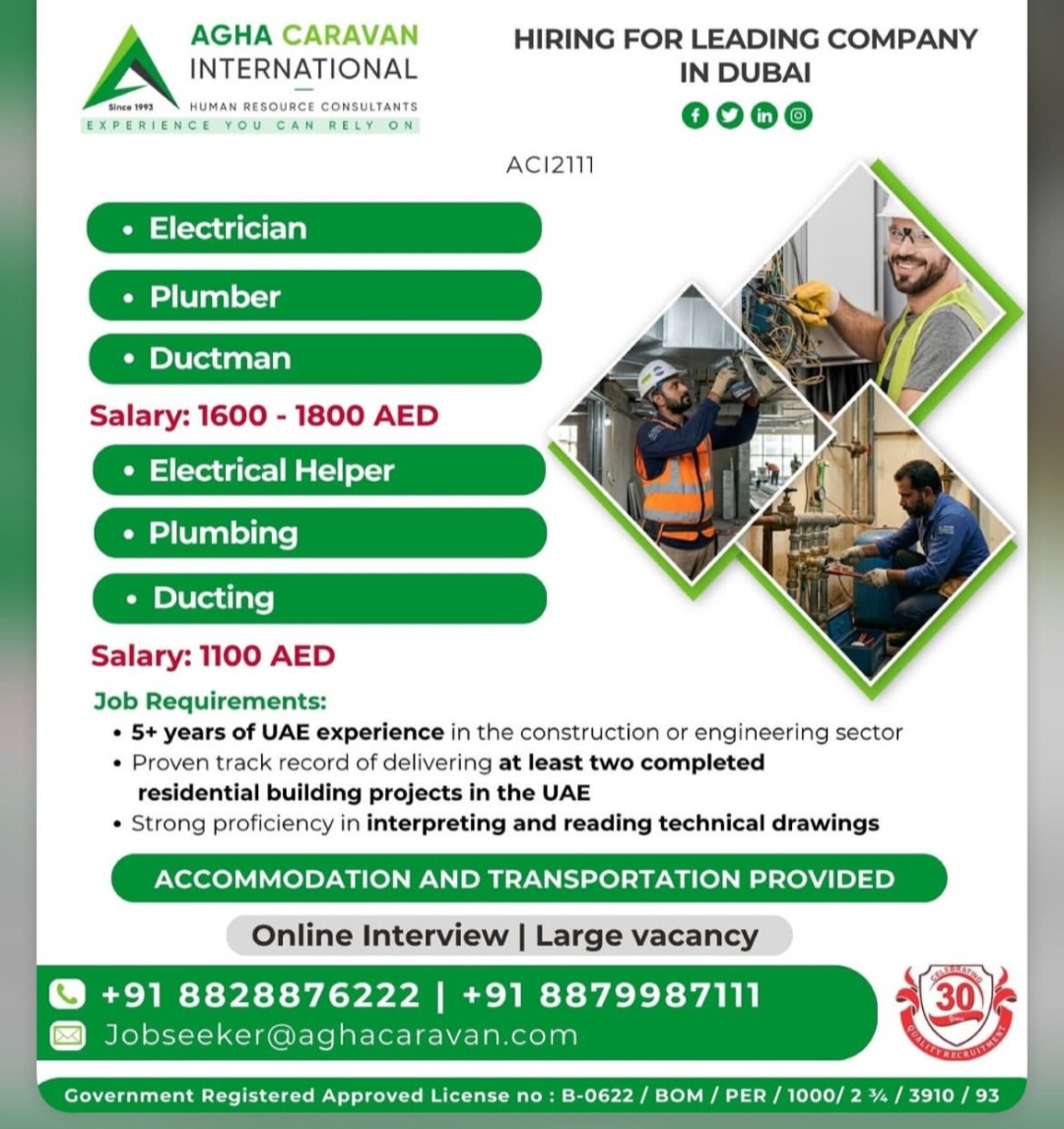 HIRING FOR LEADING COMPANY IN DUBAI