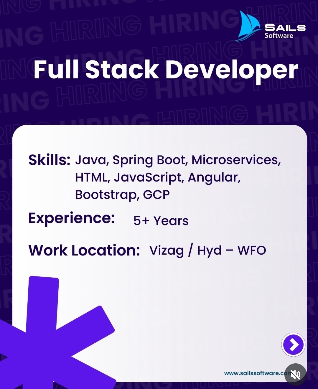 🌐 Hiring: Full Stack Developer | Vizag / Hyderabad (WFO)
