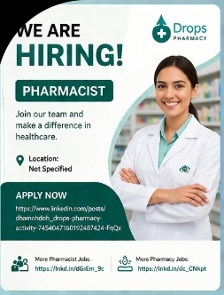 💊 Hiring Now: Pharmacist Opportunity at Drops Pharmacy |