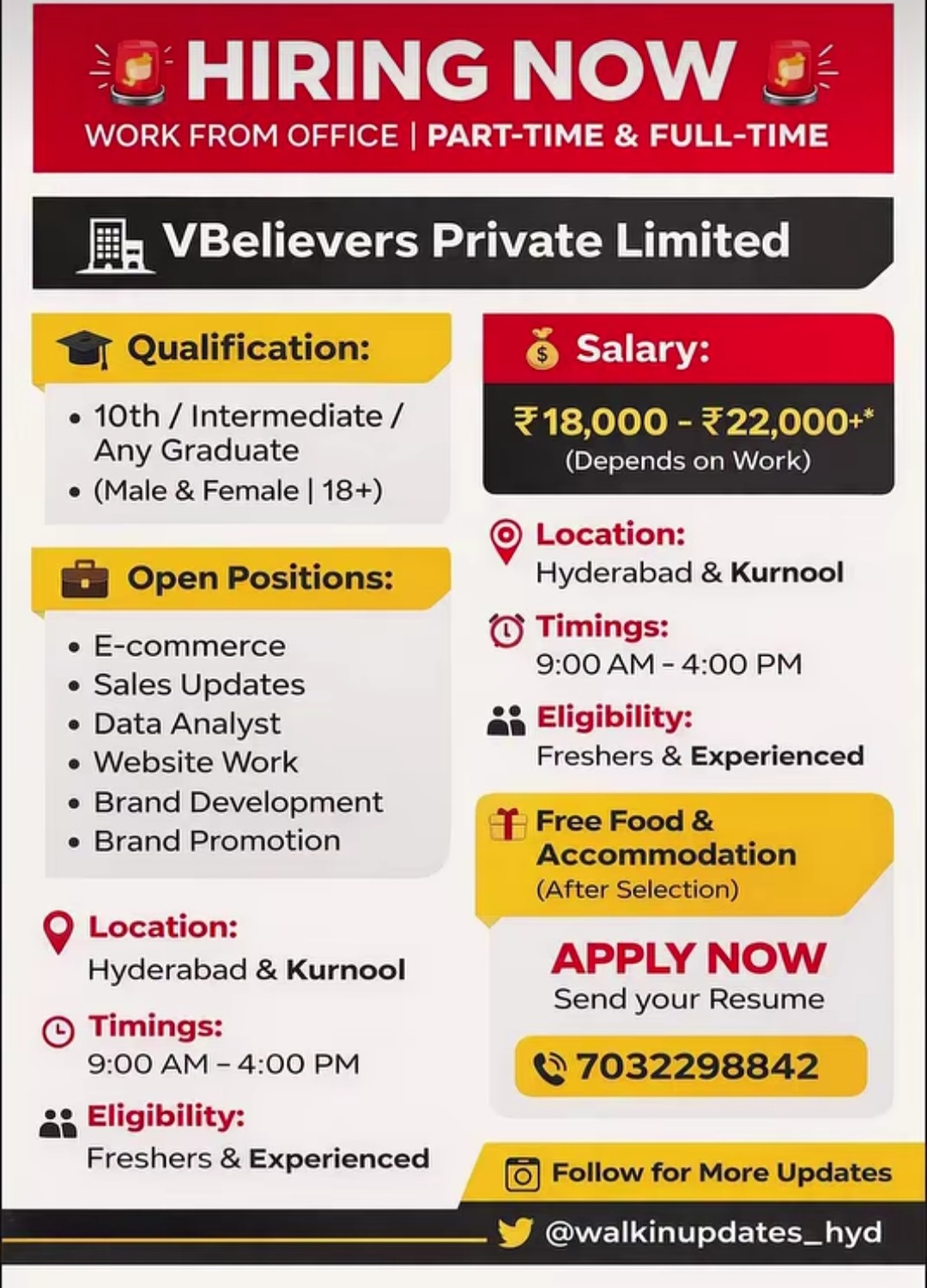 🚨 Hiring Now | Work From Office | Part-Time & Full-Time