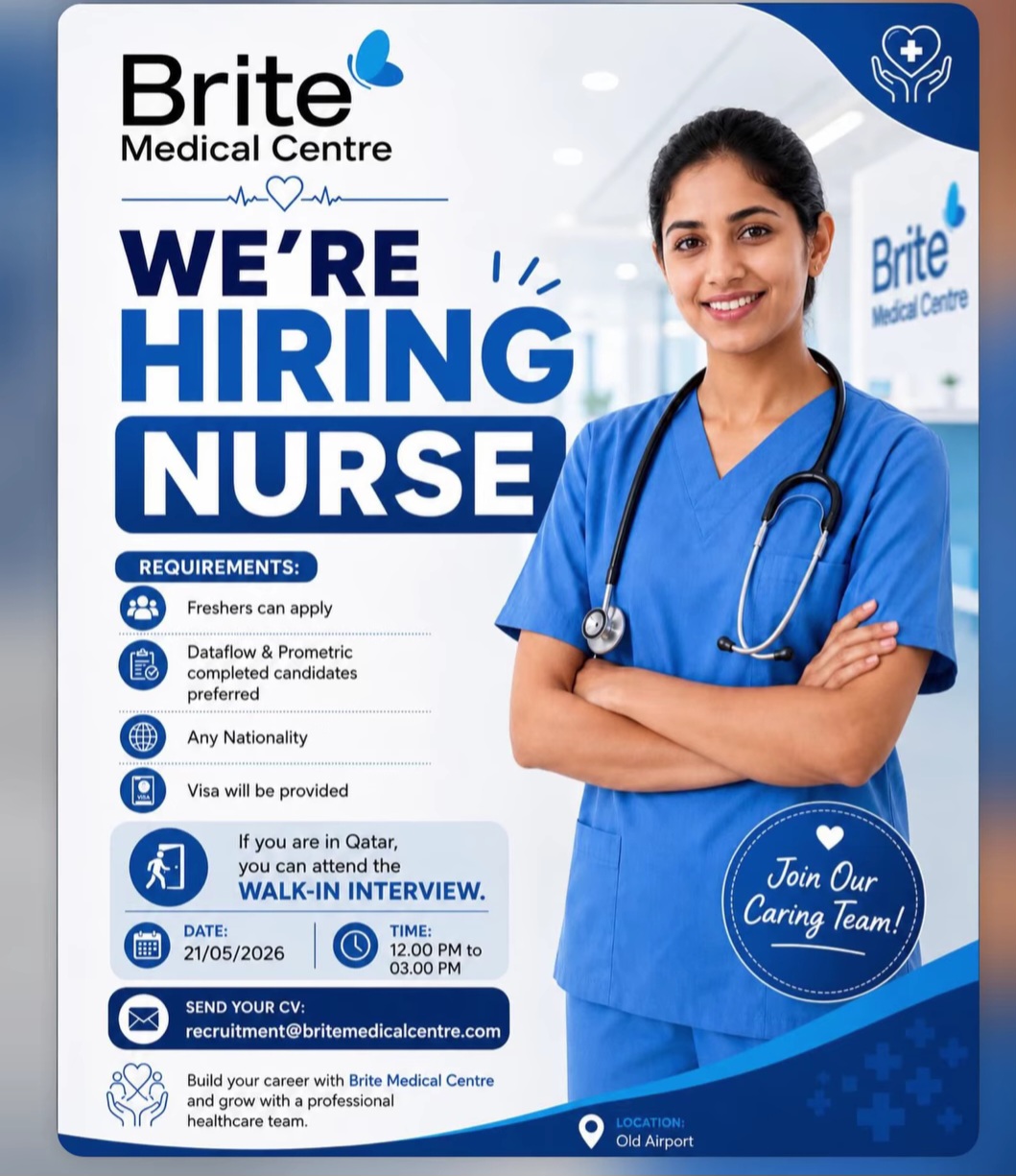 Hiring Nurses for Brite Medical Centre Qatar