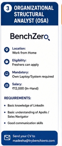 📢 Hiring: Organizational Structural Analyst (OSA) – Freshers Welcome!