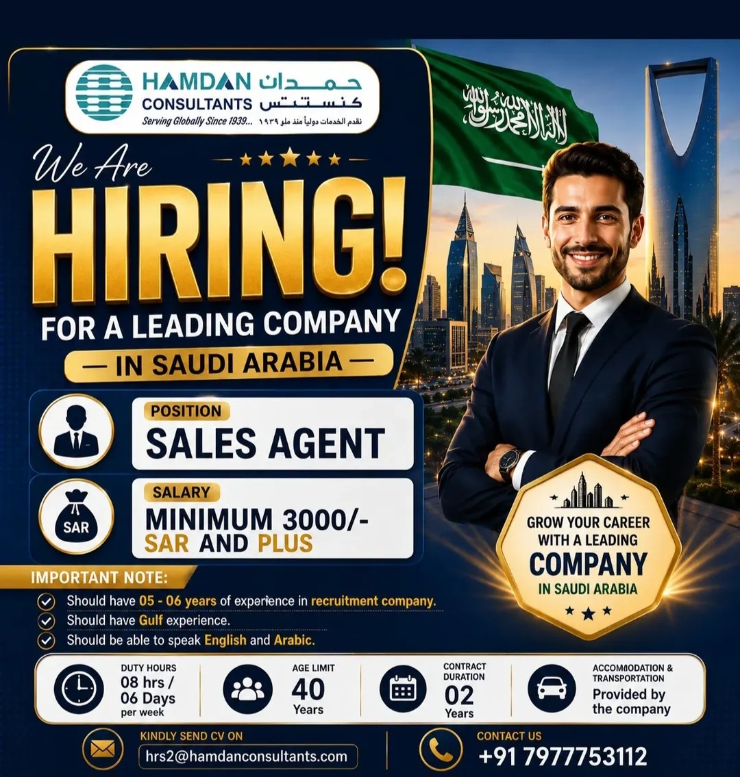 Hiring Sales Agents for Saudi Arabia