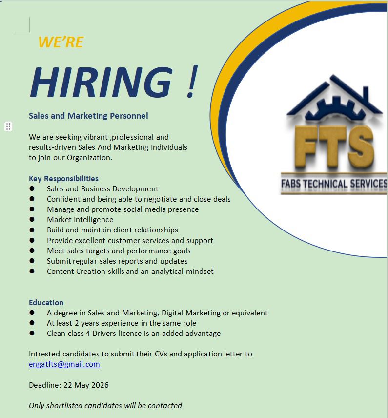 Hiring: Sales and Marketing Personnel